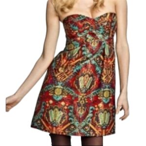 Nanette Lepore Silk Kharma Sweetheart Neckline Bodice Mini Dress Sz‎ 4